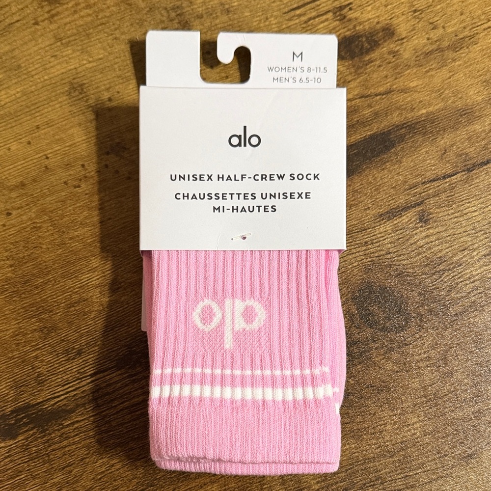ALO Yoga Pink Casual Half-Crew Socks - Picture 1 of 3